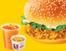 KFC菜单图片:香辣/劲脆鸡腿堡套餐(Extra tasty crispy / Zinger burger combo)