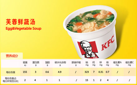 肯德基芙蓉鲜蔬汤,价格6.00元/份
